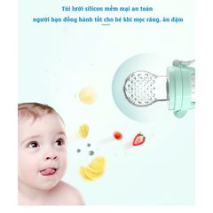 Túi Nhai Ăn Dặm Chống Hóc MISUTA - Bộ 3 Múm Silicon An Toàn, Dùng Cho Bé Từ 4 Tháng Tuổi - Giúp Bé Thoải Mái Khi Ăn Dặm