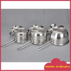 Quánh/Nồi Bột FiveStar Inox An Toàn 3 Đáy, Kèm Nắp Thủy Tinh - Dùng Quấy Cháo, Bột Cho Bé Giai Đoạn Ăn Dặm