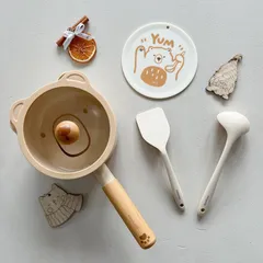 [KÈM QUÀ TẶNG] Bộ Nồi Chảo Gấu CoCo Bear Chống Dính Cho Bé, Đáy Từ Xịn Sò, Quấy Cháo, Chế Biến Món Ăn Dặm Cho Bé ăn Dặm