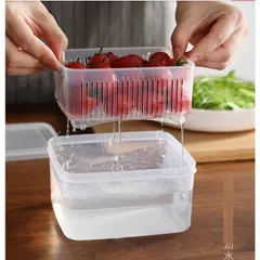 Hộp đựng kèm rổ đựng ráo nước 600ml Nakaya nội địa Nhật Bản