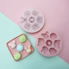 Khuôn Silicon Tròn Làm Bánh Flan và Thạch Pudding Có Nắp Đậy Hình Con Vật Dễ Thương - An Toàn Cho Bé, Chịu Nhiệt 230°C