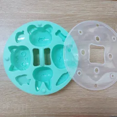 Khuôn Silicon Tròn Làm Bánh Flan và Thạch Pudding Có Nắp Đậy Hình Con Vật Dễ Thương - An Toàn Cho Bé, Chịu Nhiệt 230°C