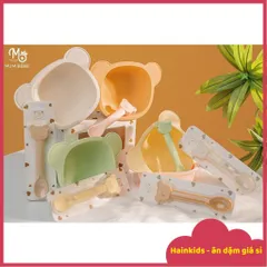 Bát Ăn Dặm Silicon Hình Gấu Mumbebe - Đế Hít Chống Đổ An Toàn Cho Bé - Vật Dụng Tập Ăn Dặm Cao Cấp