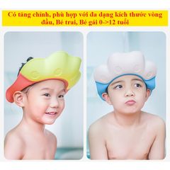 Mũ Gội Đầu Silicon Cao Cấp Chống Nước cho Bé 0-6 Tuổi - Nón Tắm Dễ Điều Chỉnh Không Đau, Bảo Vệ Tai và Mặt Bé