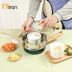 Hũ Sứ Chia Vạch MISAN 250ml 2 Nắp Đậy Silicon & Sứ, Chuyên Dụng Cho Bé Ăn Dặm, Chất Liệu Ceramic An Toàn, Thìa Silicon Cocobear