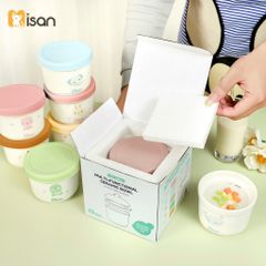 Hũ Sứ Chia Vạch MISAN 250ml 2 Nắp Đậy Silicon & Sứ, Chuyên Dụng Cho Bé Ăn Dặm, Chất Liệu Ceramic An Toàn, Thìa Silicon Cocobear