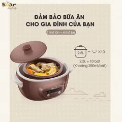 Nồi Bear 2,5l Tử Sa - Nồi Nấu Cháo Chậm Bear DDZ-C25R6