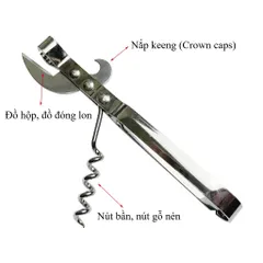 Dụng Cụ Mở Nắp Chai Đa Năng - Khui Rượu Vang, Đồ Uống và Thực Phẩm Đóng Hộp Tiện Lợi Cho Nhà Bếp