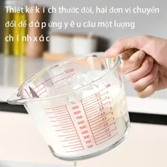 Cốc Đong Thủy Tinh Borosilicate Có Thang Đo và Miệng Chiết, Dung Tích Tùy Chọn 350ml/500ml/1000ml, Dùng Khuấy và Hâm Nóng Thức Ăn