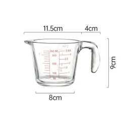 Cốc Đong Thủy Tinh Borosilicate Có Thang Đo và Miệng Chiết, Dung Tích Tùy Chọn 350ml/500ml/1000ml, Dùng Khuấy và Hâm Nóng Thức Ăn