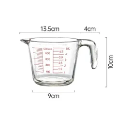 Cốc Đong Thủy Tinh Borosilicate Có Thang Đo và Miệng Chiết, Dung Tích Tùy Chọn 350ml/500ml/1000ml, Dùng Khuấy và Hâm Nóng Thức Ăn