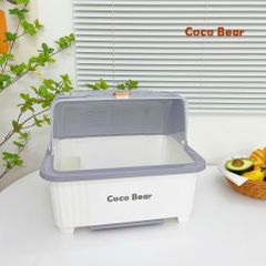 Rổ Úp Bát Cocobear Plus Cho Bé - Kệ Đựng Bát Ăn Dặm Có Nắp & Khay Hứng Nước, Thiết Kế Hiện Đại, An Toàn Cho Trẻ Em