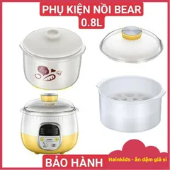 Nắp và Xửng Hấp Thố Sứ cho Nồi Nấu Chậm Bear 0.8L - Phụ Kiện Thay Thế Hàng Chính Hãng, Thao Tác Đơn Giản Cho Bữa Ăn Của Bé