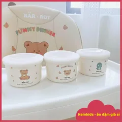 Hũ Sứ Chia Vạch Coco Bear 220ml Kèm Nắp Đậy - Hũ Đựng Đồ Ăn Dặm  Cho Bé, Trữ Đông Tiện Lợi, Dùng Trong Lò Vi Sóng