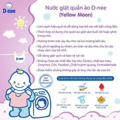 Nước Giặt Quần Áo Trẻ Em D-nee Lively - Yellow Moon - Nước Giặt Xả 2 in 1 Dnee Chính Hãng - Can 3L, túi 600ml