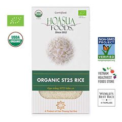 Gạo ST25 Hữu Cơ Hoa Sữa Organic Cho Bé Ăn Dặm - Gạo Ngon Nhất Thế Giới, Chất Lượng Cao, Được Chứng Nhận USDA và EU