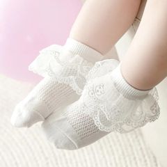 Tất Ren Cổ Ngắn Dạng Lưới Thoáng Khí Cho Bé Gái - Phong Cách Tiểu Thư Công Chúa, Cotton Cao Cấp Nhiều Màu Sắc 0-5 Tuổi