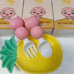Set 2 Thìa Nĩa Silicon Tập Xúc - Dụng Cụ An Toàn Giúp Bé Làm Quen Ăn Uống, Phát Triển Kỹ Năng Cầm Nắm, Tiện Lợi Mang Theo