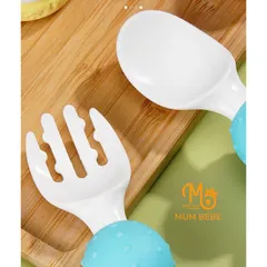 Set 2 Thìa Nĩa Silicon Tập Xúc - Dụng Cụ An Toàn Giúp Bé Làm Quen Ăn Uống, Phát Triển Kỹ Năng Cầm Nắm, Tiện Lợi Mang Theo