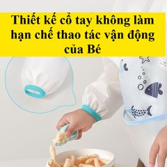 Yếm Dài Tay Chống Thấm Nước Cho Bé - Yếm Ăn Dặm Hoạt Hình Dễ Thương, Giúp Bé Vẽ Màu Nước, Chơi Đất Nặn và Thủ Công
