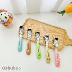 Thìa Tập Ăn Dặm Inox Babyboo - Muỗng Tập Ăn Chống Trơn Dành Cho Bé Từ 8 Tháng, Nhiều Màu Sắc An Toàn và Bền Bỉ