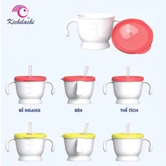 Cốc Tập Hút, Cốc Tập Uống 3 Giai Đoạn Cho Bé Từ 6 Tháng - Có Nút Bấm Hỗ Trợ