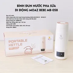 Bình Đun Di Động MOAZ BÉBÉ MB-058 - Sạc Nhanh, Đun Nóng Khỏe, Hâm Sữa cho Bé, Thiết Kế Nhỏ Gọn, Màn Hình LED, Dung Tích 300ml