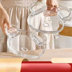 Đĩa Thủy Tinh Hình Gấu với Khay Đựng Nước Chấm - Trang Trí Bàn Ăn Xinh Xắn, Decor Tiệc Độc Đáo và Tiện Lợi