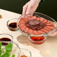 Đĩa Thủy Tinh Hình Gấu với Khay Đựng Nước Chấm - Trang Trí Bàn Ăn Xinh Xắn, Decor Tiệc Độc Đáo và Tiện Lợi