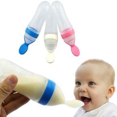 Thìa Bóp Silicon An Toàn Cho Bé - Dụng Cụ Ăn Dặm Tiện Lợi Để Đút Bột, Sữa, Cháo - Bộ Đồ Ăn Dặm Chất Lượng Cao 90ml