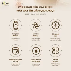 Máy Xay Bear 0.6L Cối Thủy Tinh QSJ-D02Q1 - Máy Xay Ăn Dặm Cao Cấp Cho Bé - Đồ Gia Dụng Bếp Thông Minh, Bảo Hành 18 Tháng