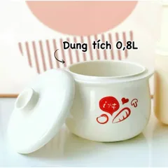Nắp Nhựa và Thố Sứ Nồi Bear 0.8L NNC08 - Phụ Kiện Tách Lẻ Chính Hãng Hỗ Trợ Nấu Ăn Tiện Lợi cho Bé