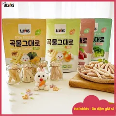 Bánh Ăn Dặm Alvins, Bánh Gạo Lứt Ăn Dặm Hữu Cơ (HÌNH QUE) ALVIN'S Hàn Quốc Cho Bé 6M Thơm Ngon, Dễ Tan (Date 9.2025)
