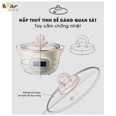 Nắp Thủy Tinh Nồi Bear 1.6L Sube002 - Phụ Kiện Chính Hãng Cho Nồi Hầm Chậm Bear DDZ-D16A1 - Bảo Hành 18 Tháng