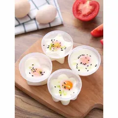 Khuôn Hấp Trứng Dễ Thương - Set 4 Khuôn Silicone Làm Bánh Cho Bé Có Nắp Đậy, Chịu Nhiệt, Tặng Kèm Chổi Quét Dầu