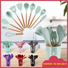 Bộ Dụng Cụ Làm Bếp Silicon Chịu Nhiệt 11 Món - Dụng Cụ Nấu Ăn Chống Dính, Thiết Kế Tiện Dụng, An Toàn Cho Sức Khỏe