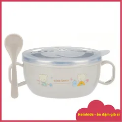 (Kèm Thìa + Nắp) Bát/chén Inox 2 Lớp, Chén Đựng Cháo, Bột 2 Lớp Cách Nhiệt Cho Bé Ăn Dặm, Bát Inox Chống Phỏng, Chén Bột