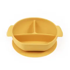 Khay Silicon Chia 3 Ngăn, đế Hít, Có Tay Cầm Tiện Dụng, Khay ăn BLW Cho Bé, Khay ăn Dặm Chất Liệu Silicon