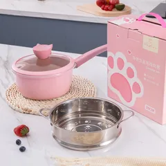 [Phiên Bản Đặc Biệt] Bộ Nồi/ Quánh Ăn Dặm Cho Bé, Bộ Nồi Chảo Đá Fashion Hình Mèo Ăn Dặm Chất Liệu Cao Cấp- Kèm Quà Tặng