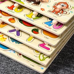 Bảng Ghép Hình Núm Gỗ An Toàn - Đồ Chơi Phát Triển Trí Tuệ, Hình Khối Động Vật, Số, Chữ, Thực Phẩm Cho Bé 2-5 Tuổi