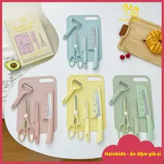 Bộ Dao Thớt 5 Chi Tiết Mumbebe - Dụng Cụ Chế Biến Đồ Ăn Dặm An Toàn Cho Bé, Chất Liệu Nhựa và Thép Không Gỉ