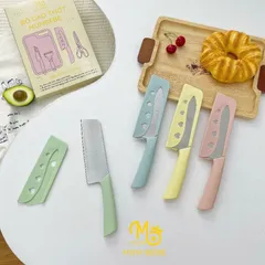 Bộ Dao Thớt 5 Chi Tiết Mumbebe - Dụng Cụ Chế Biến Đồ Ăn Dặm An Toàn Cho Bé, Chất Liệu Nhựa và Thép Không Gỉ