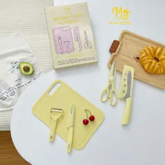 Bộ Dao Thớt 5 Chi Tiết Mumbebe - Dụng Cụ Chế Biến Đồ Ăn Dặm An Toàn Cho Bé, Chất Liệu Nhựa và Thép Không Gỉ