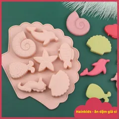 Khuôn Silicon 4D Hình Động Vật Biển - Dùng Đổ Socola, Kẹo Dẻo, Thạch, Pudding - An Toàn, Dễ Vệ Sinh, Chịu Nhiệt Từ -40 đến 230°C