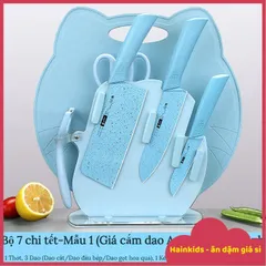 Bộ Dao Thớt Chế Biến Đồ Ăn Dặm, Bộ Dao Thớt Mèo, Chất Liệu Nhựa Nguyên Sinh, Thép Không Gỉ-Nhiều Mã