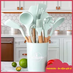 Bộ Dụng Cụ Làm Bếp Silicone 11 Món Chống Dính - Dụng Cụ Làm Bánh và Chế Biến Món Ăn E1889, Dễ Dàng Vệ Sinh, An Toàn Chịu Nhiệt