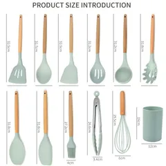 Bộ Dụng Cụ Làm Bếp Silicone 11 Món Chống Dính - Dụng Cụ Làm Bánh và Chế Biến Món Ăn E1889, Dễ Dàng Vệ Sinh, An Toàn Chịu Nhiệt