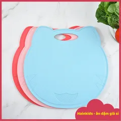 Thớt Hình Mèo Nhựa Lúa Mạch Chế Biến Đồ ăn Dặm, Kháng Khuẩn, Thiết Kế Vùng Mài Nguyên Liệu, Có Rãnh Chứa Nước Vệ Sinh