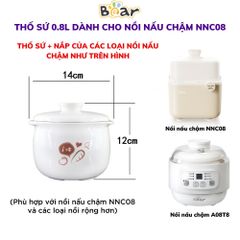 Bộ Thố Nắp Bear 0.8L - Nắp Sứ Thố Sứ Dùng Cho Nồi Nấu Chậm Cách Thủy Bear NNC08 - Đồ Gia Dụng Nhà Bếp Chất Lượng