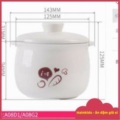 Bộ Thố Nắp Bear 0.8L - Nắp Sứ Thố Sứ Dùng Cho Nồi Nấu Chậm Cách Thủy Bear NNC08 - Đồ Gia Dụng Nhà Bếp Chất Lượng